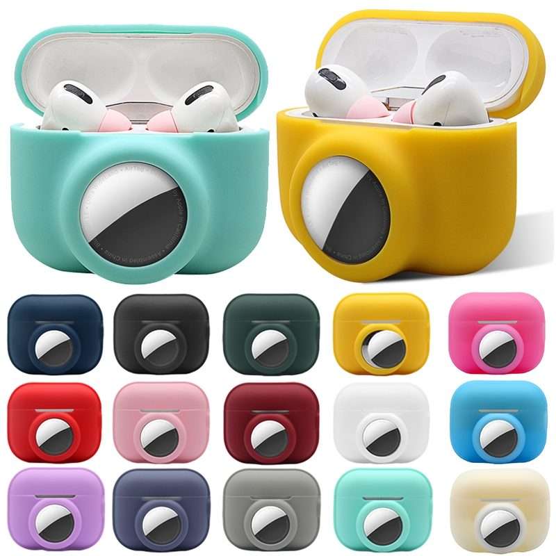 For AirPods Pro 2 / AirTag 2 in 1 Shockproof Full Coverage Silicone Protective Case(Grey)