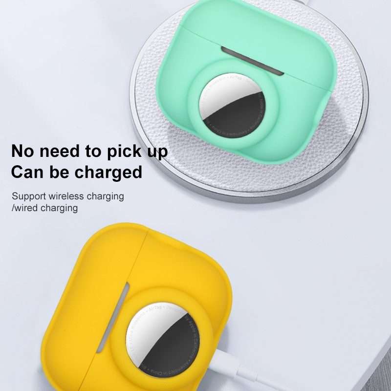 For AirPods Pro 2 / AirTag 2 in 1 Shockproof Full Coverage Silicone Protective Case(Grey)