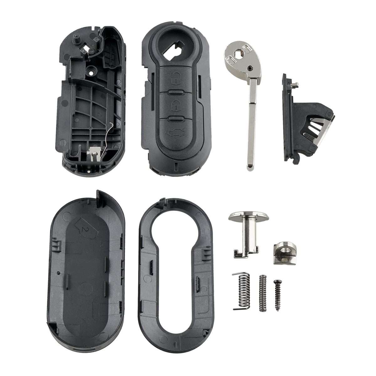 For Fiat 3 Button Folding Car Key Case Remote Control Shell SIP22, Style:White Switch Button