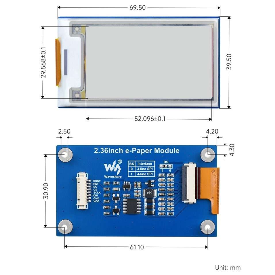 Waveshare 2.36 inch 296168 E-paper Module