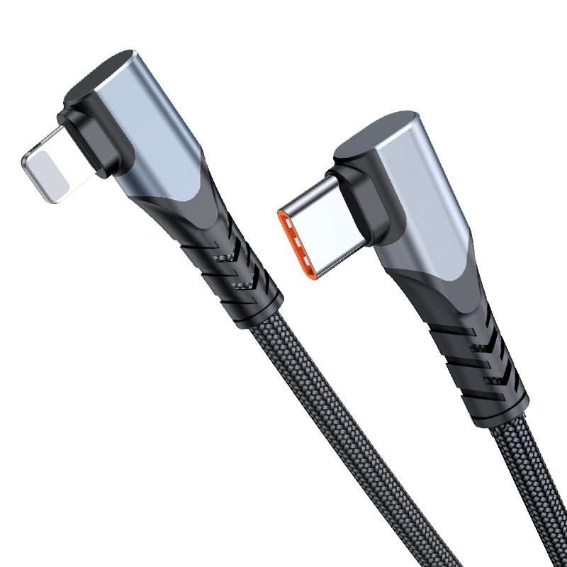 ADC-009 20W USB-C/Type-C to 8 Pin Double Elbow Data Cable, Length:2m