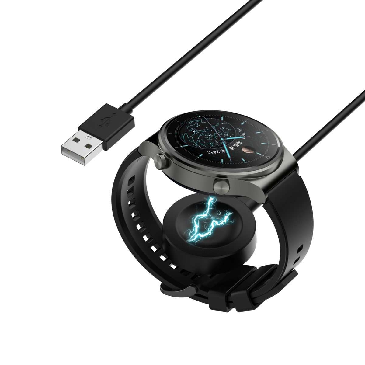Smart Watch Magnetic Charging Cable, Length: 1m, Split Version(Black)