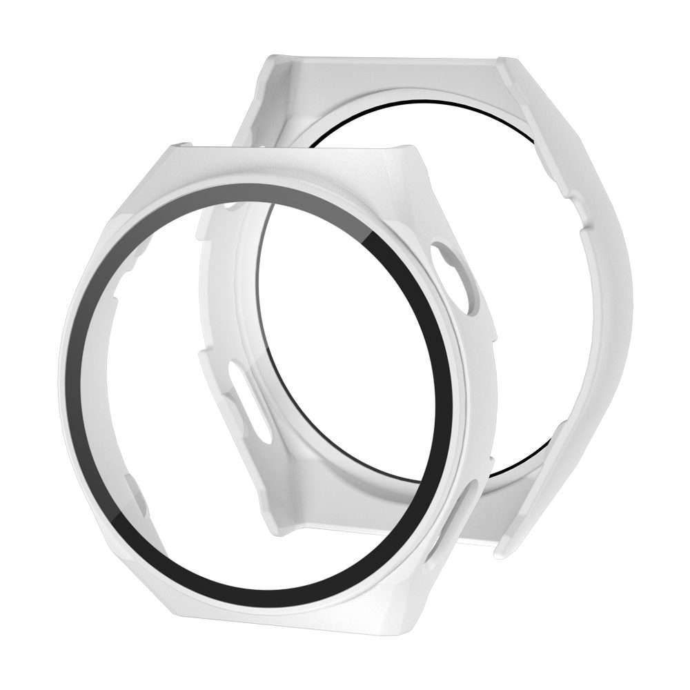 For Huawei GT3 Pro 46mm 2 in 1 PC Frame + Tempered Glass Film Watch Protective Case(White)