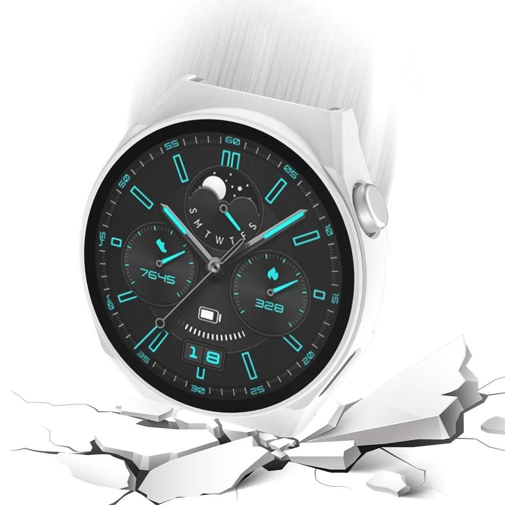 For Huawei GT3 Pro 46mm 2 in 1 PC Frame + Tempered Glass Film Watch Protective Case(White)