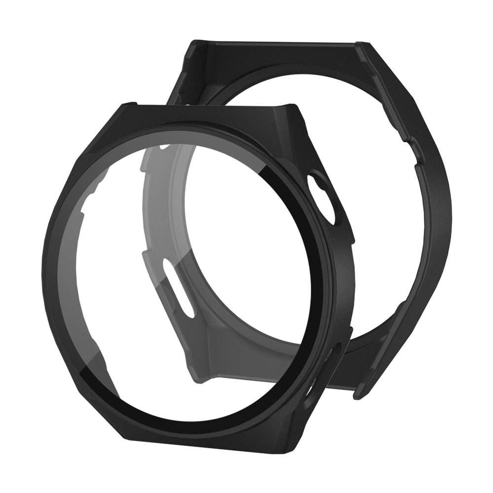 For Huawei GT3 Pro 46mm 2 in 1 PC Frame + Tempered Glass Film Watch Protective Case(Black)