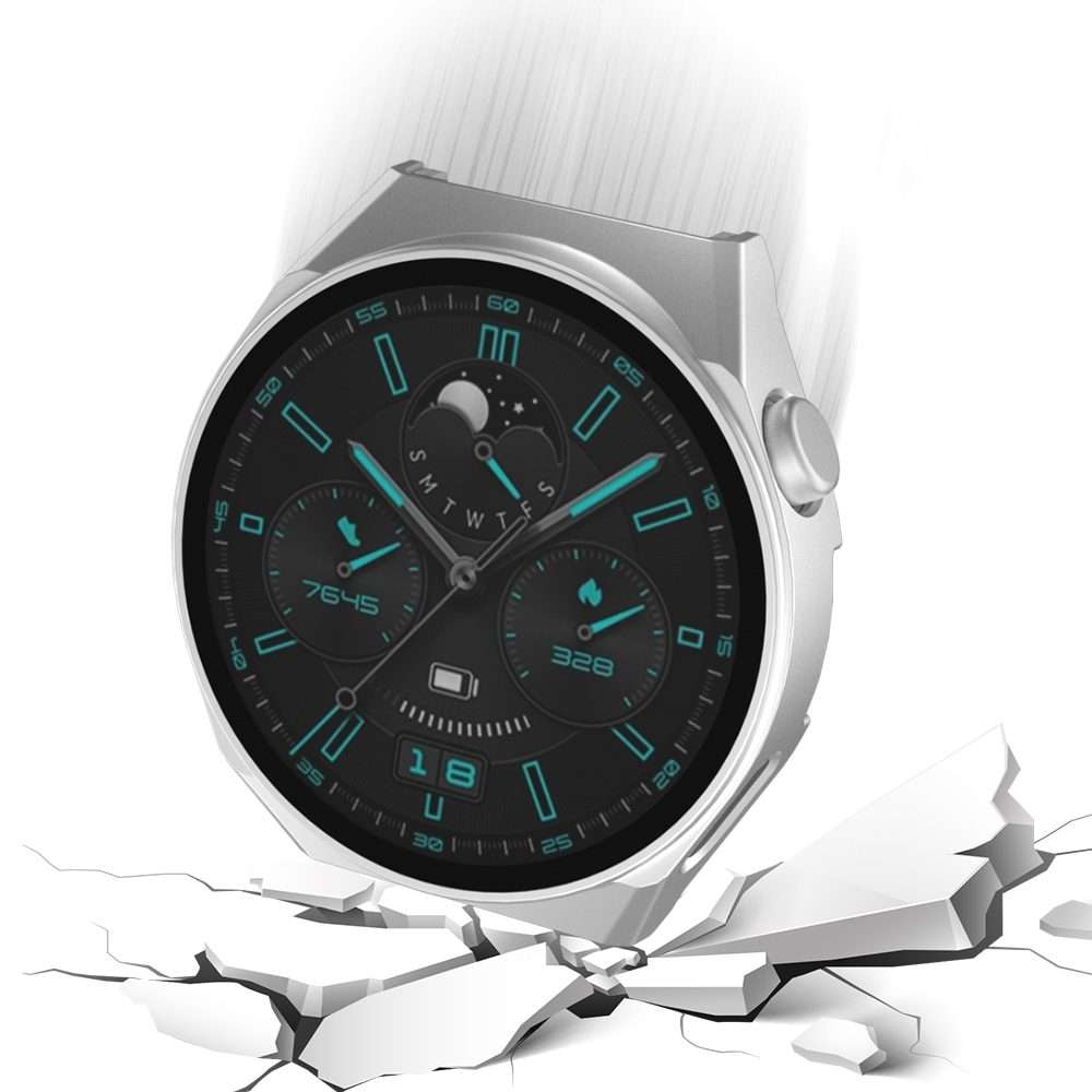 For Huawei GT3 Pro 46mm 2 in 1 PC Frame + Tempered Glass Film Watch Protective Case(Silver)