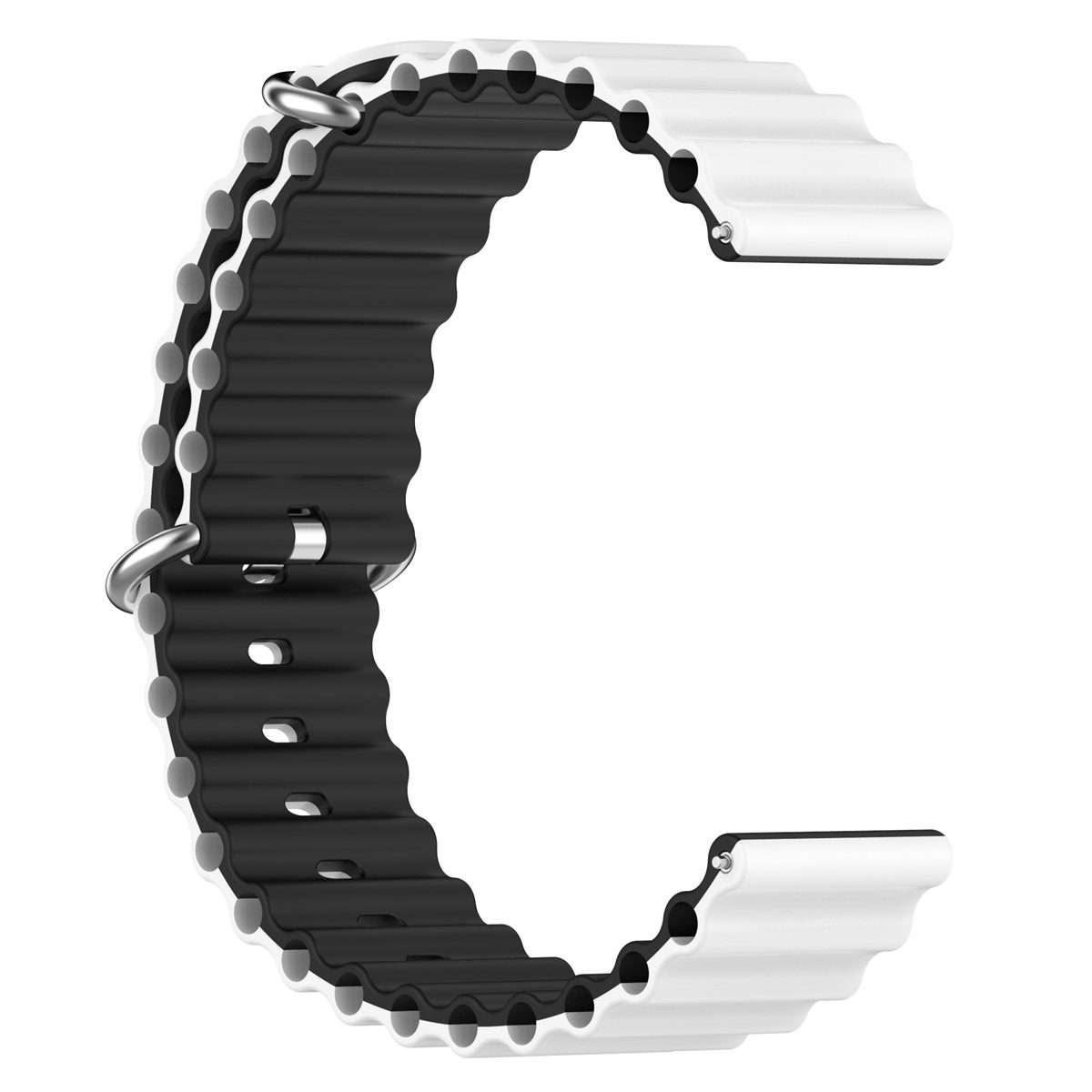 20mm Universal Ocean Style Silicone Two Color Watch Band(White Black)