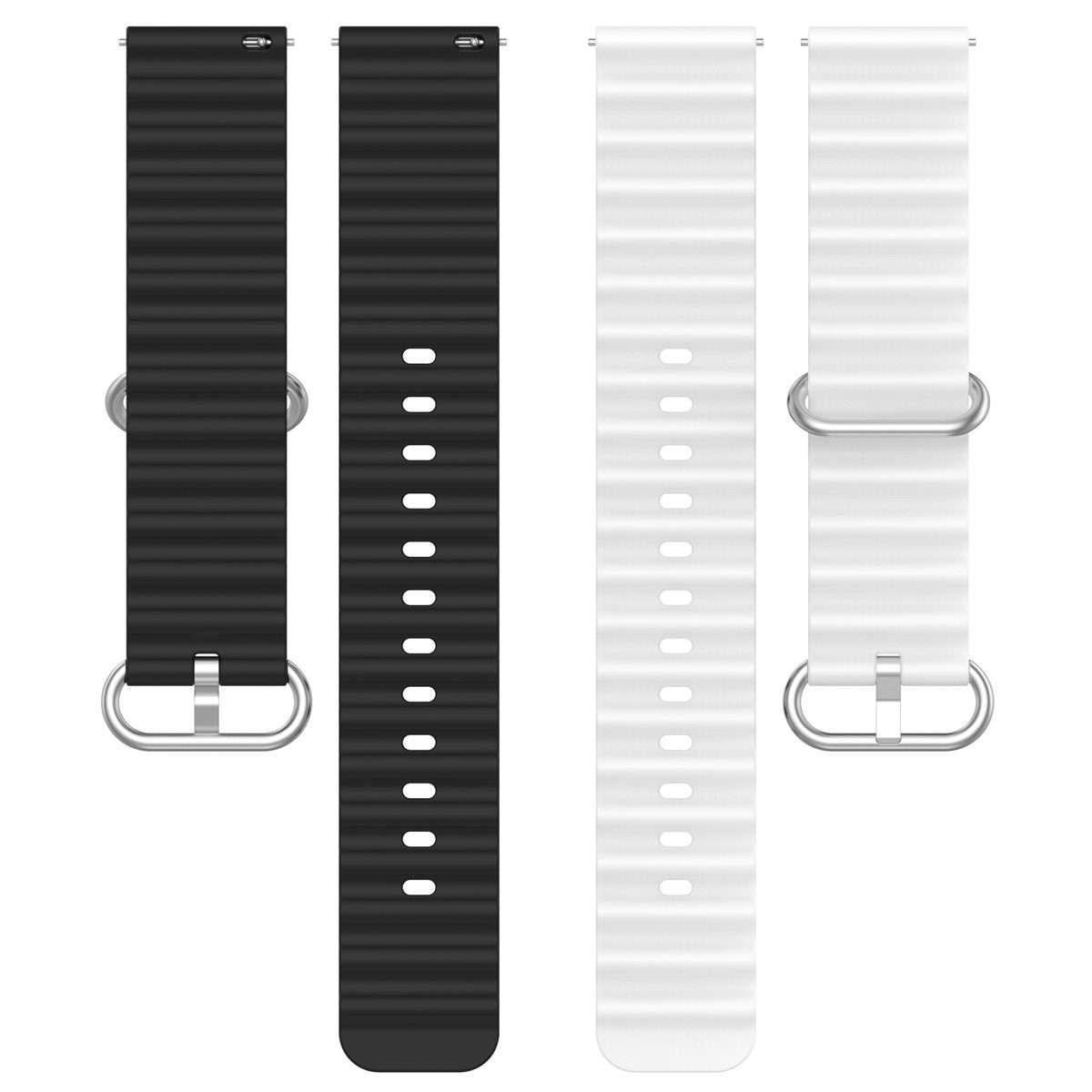 20mm Universal Ocean Style Silicone Two Color Watch Band(White Black)