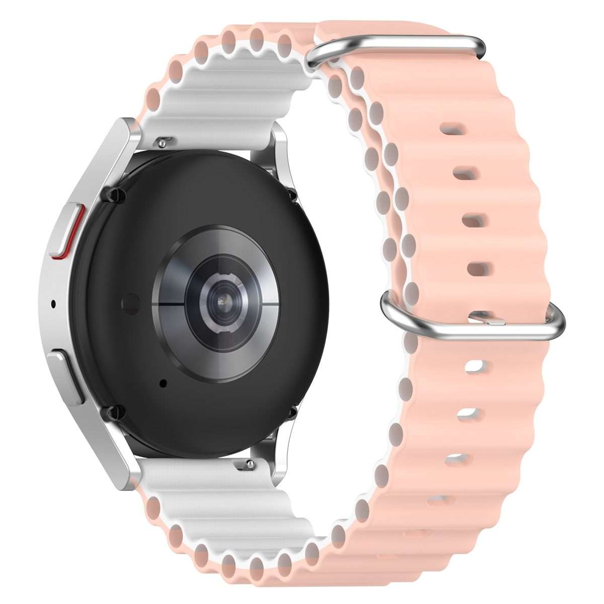 20mm Universal Ocean Style Silicone Two Color Watch Band(Pink White)