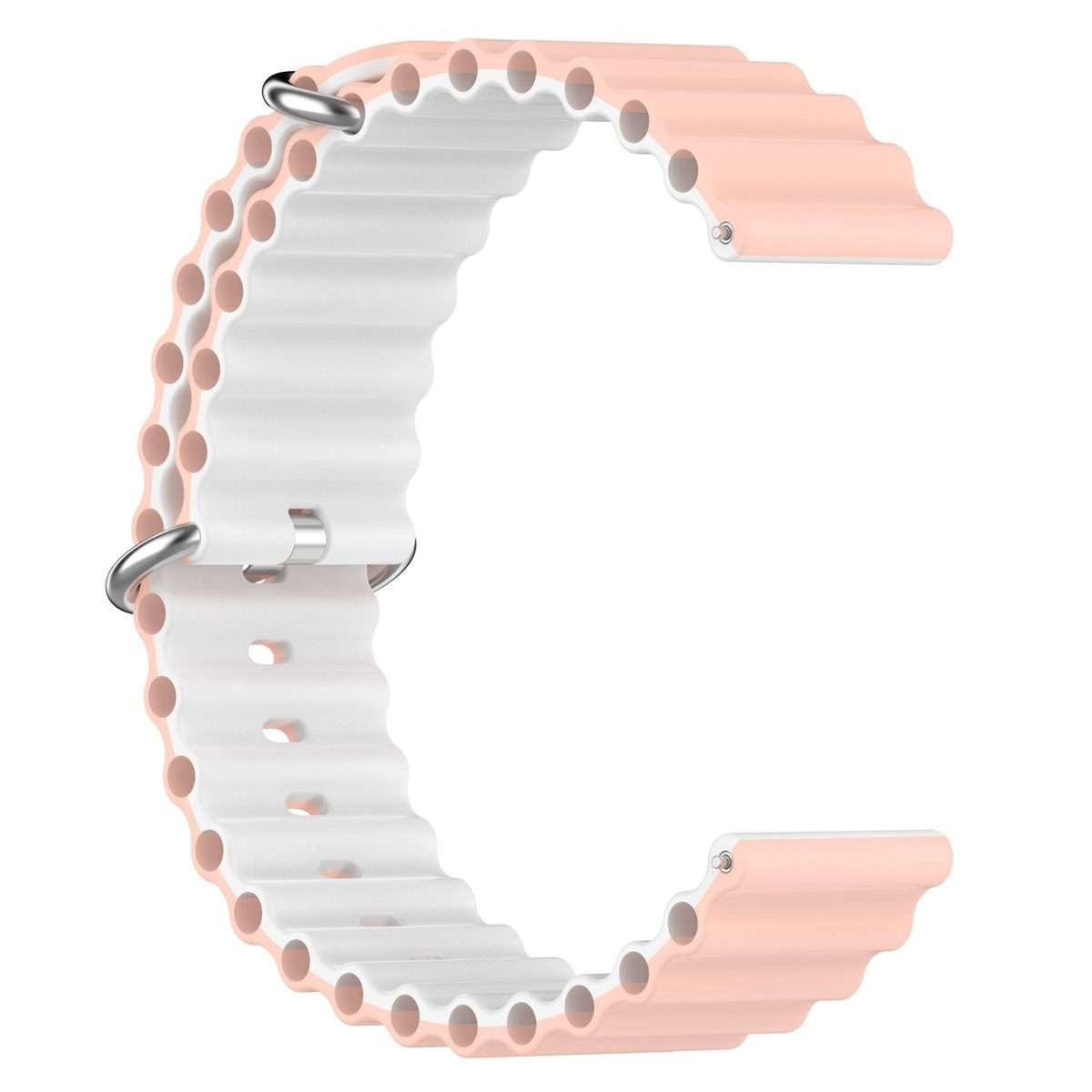 20mm Universal Ocean Style Silicone Two Color Watch Band(Pink White)