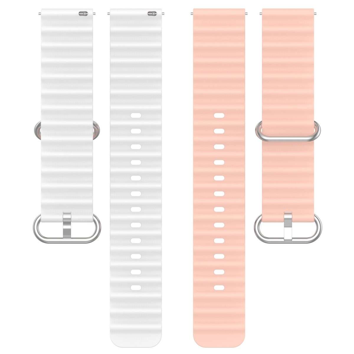 20mm Universal Ocean Style Silicone Two Color Watch Band(Pink White)