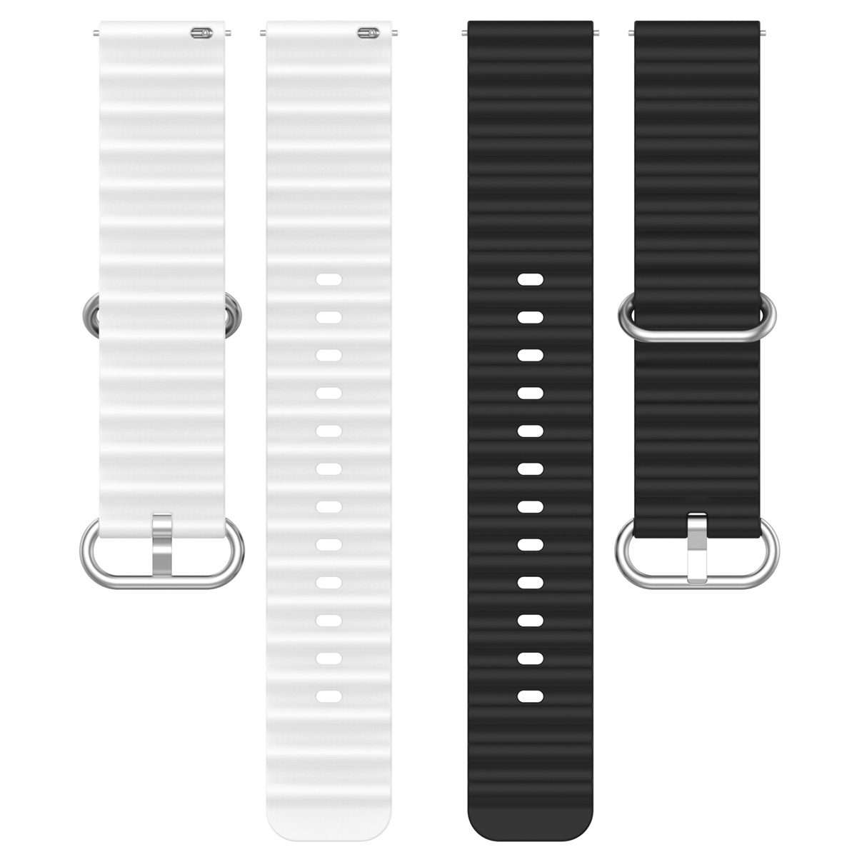 20mm Universal Ocean Style Silicone Two Color Watch Band(Black White)