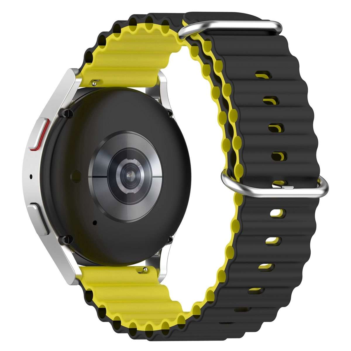 20mm Universal Ocean Style Silicone Two Color Watch Band(Black Yellow)
