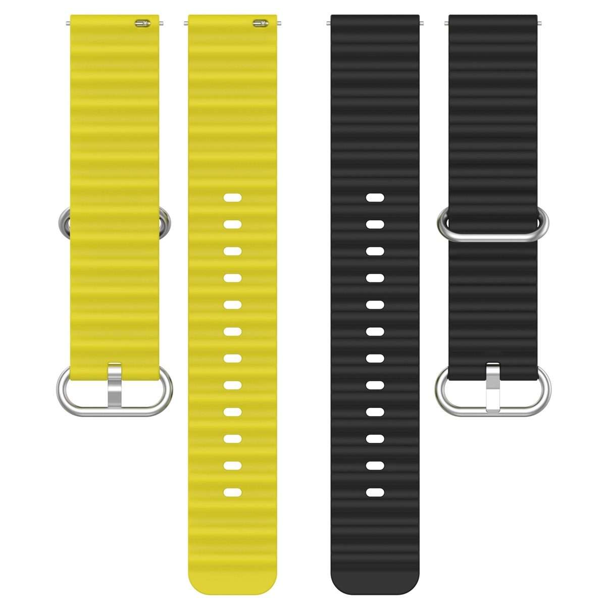 20mm Universal Ocean Style Silicone Two Color Watch Band(Black Yellow)