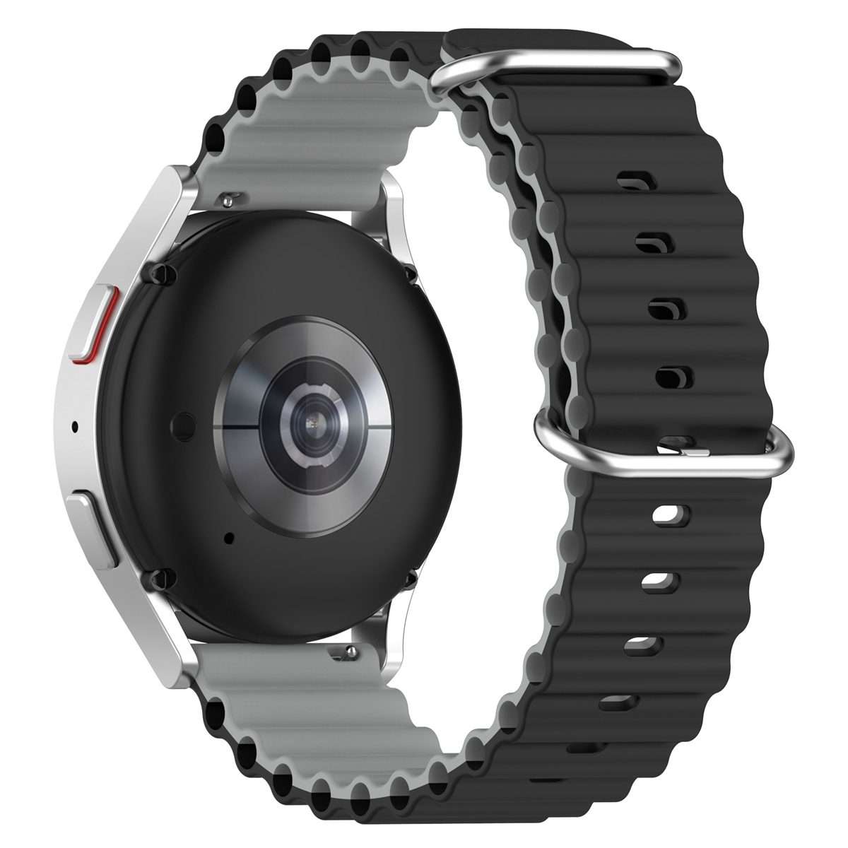 20mm Universal Ocean Style Silicone Two Color Watch Band(Black Grey)