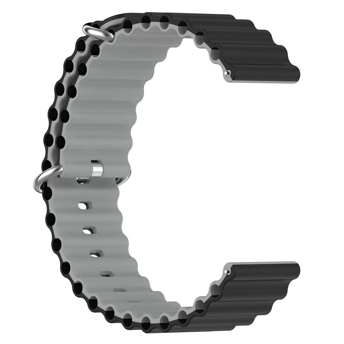 20mm Universal Ocean Style Silicone Two Color Watch Band(Black Grey)