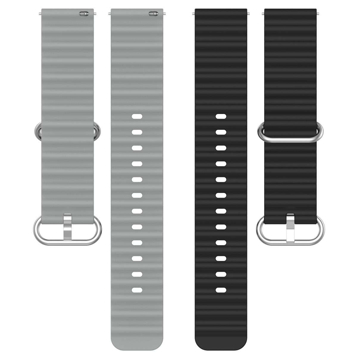 20mm Universal Ocean Style Silicone Two Color Watch Band(Black Grey)