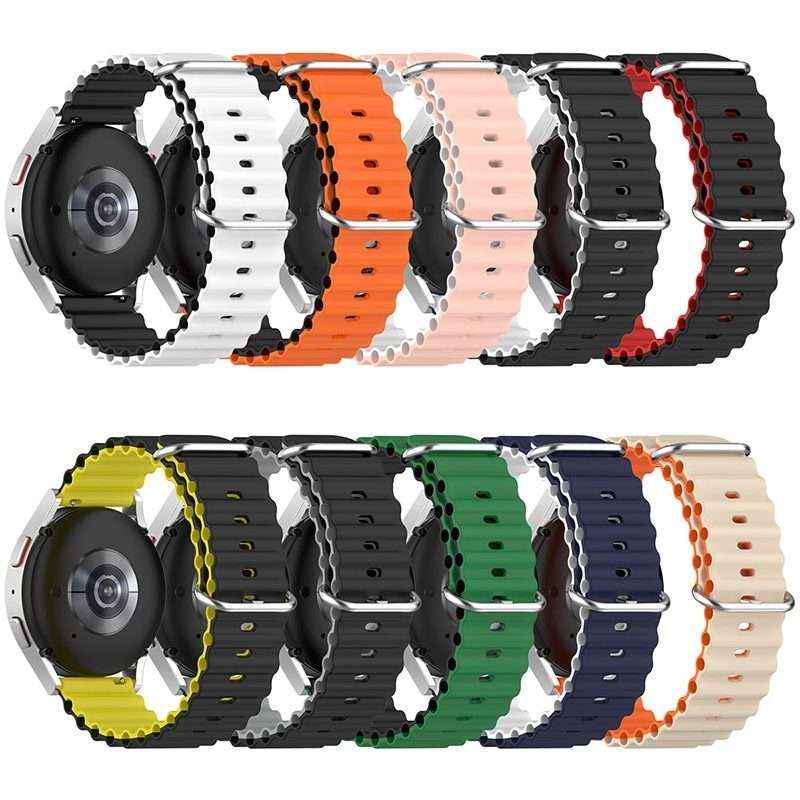 20mm Universal Ocean Style Silicone Two Color Watch Band(Black Grey)