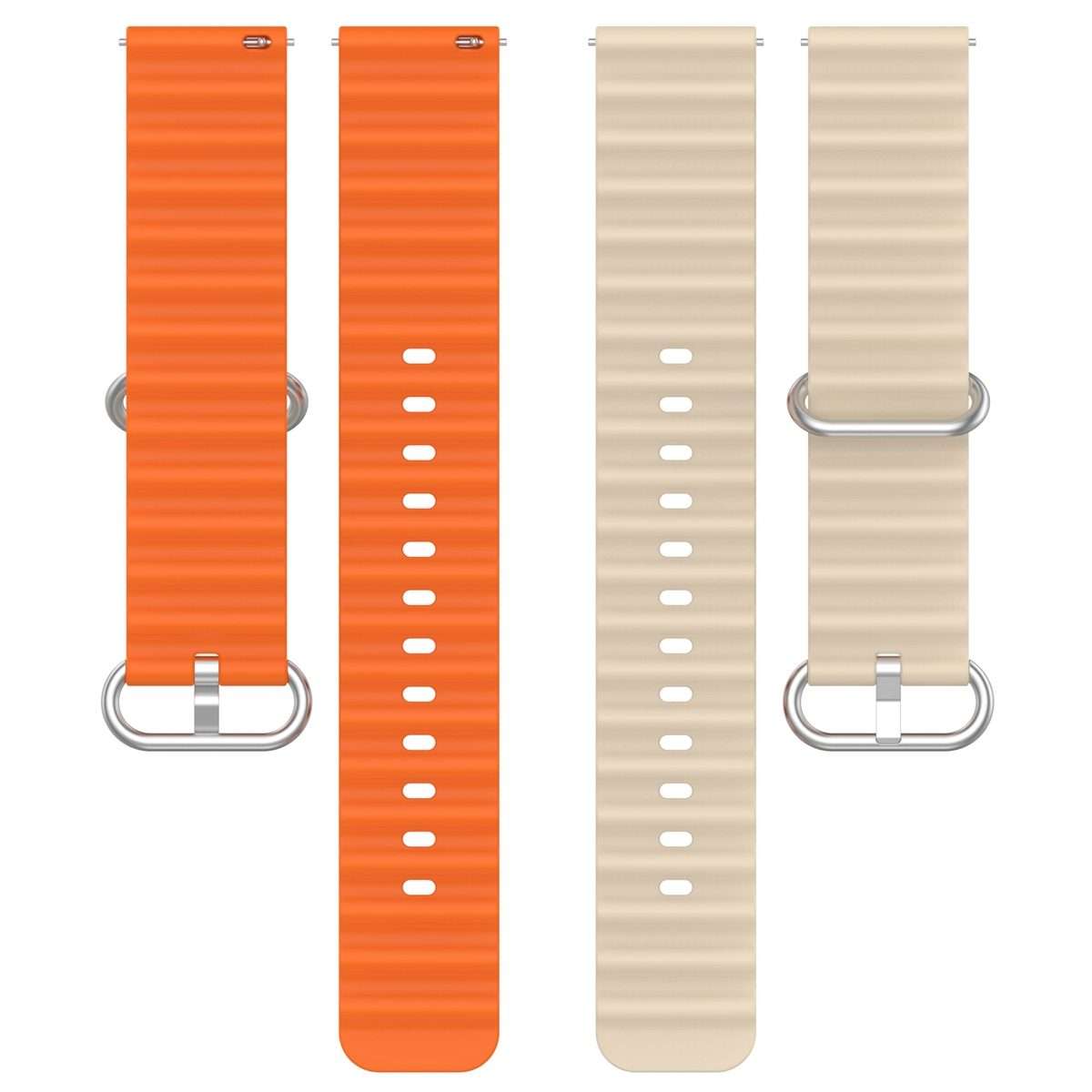 20mm Universal Ocean Style Silicone Two Color Watch Band(Starlight Orange)