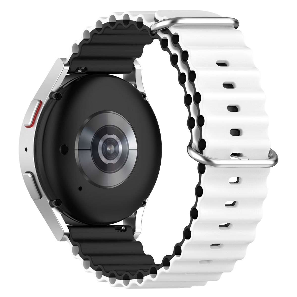 22mm Universal Ocean Style Silicone Two Color Watch Band(White Black)