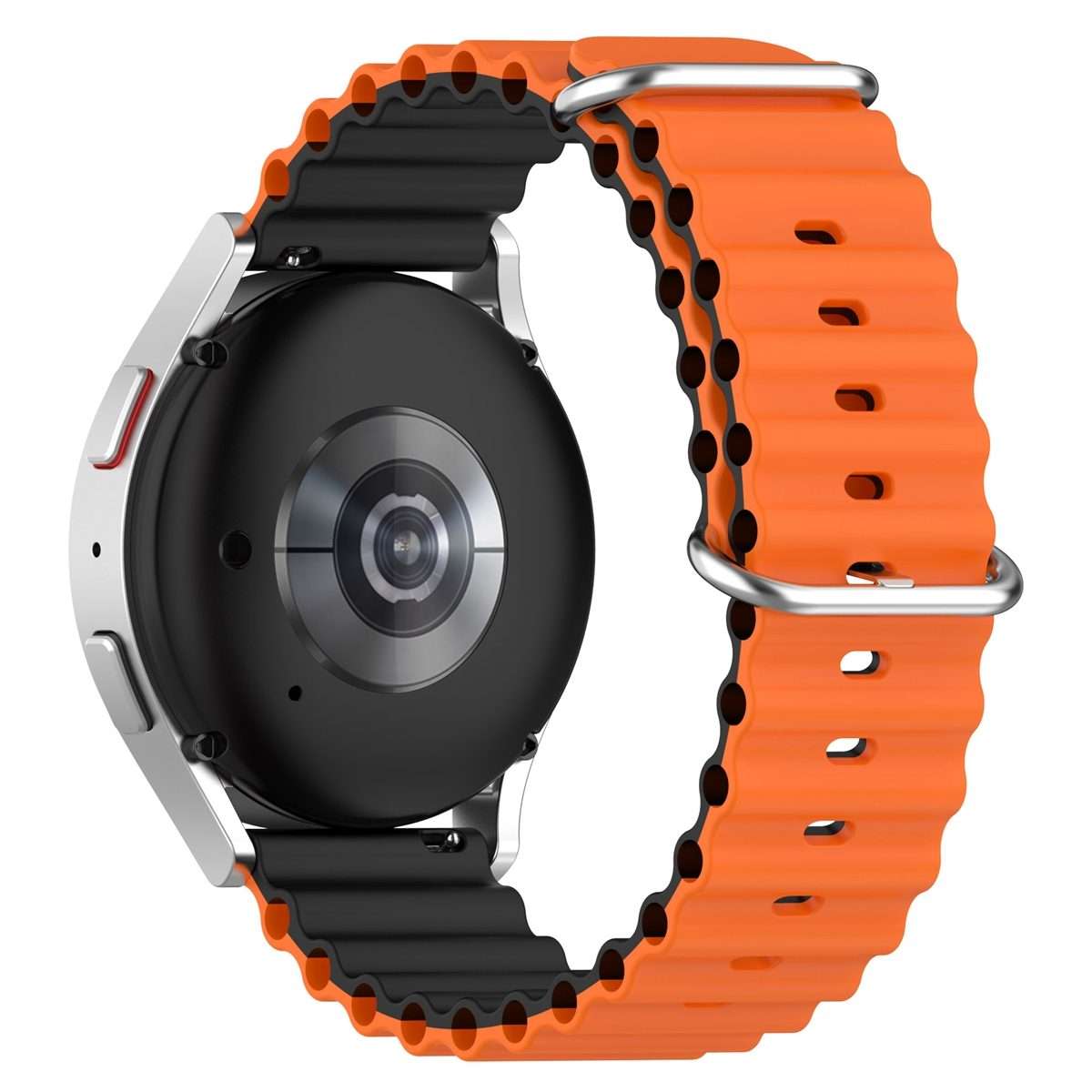 22mm Universal Ocean Style Silicone Two Color Watch Band(Orange Black)