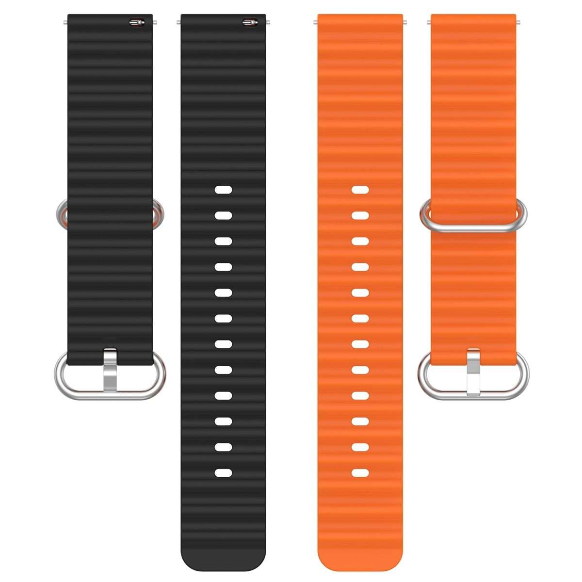 22mm Universal Ocean Style Silicone Two Color Watch Band(Orange Black)