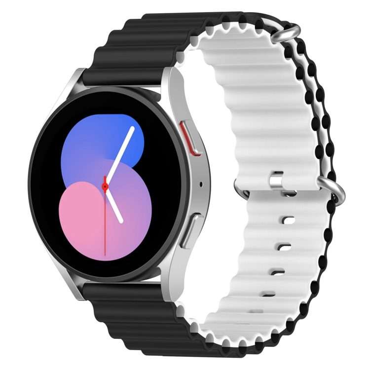 22mm Universal Ocean Style Silicone Two Color Watch Band(Black White)