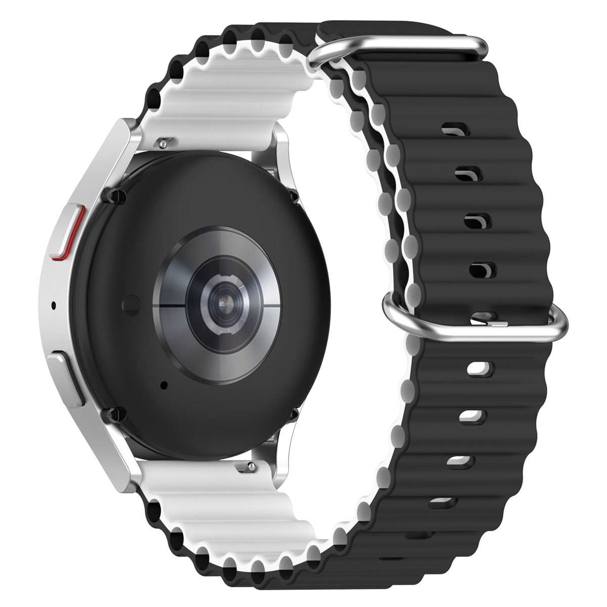 22mm Universal Ocean Style Silicone Two Color Watch Band(Black White)