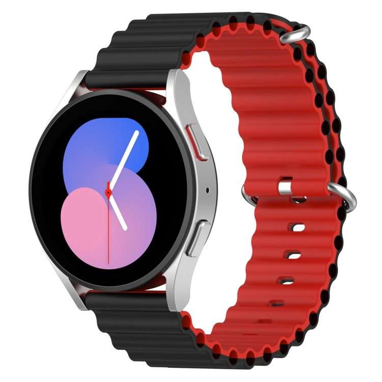 22mm Universal Ocean Style Silicone Two Color Watch Band(Black Red)