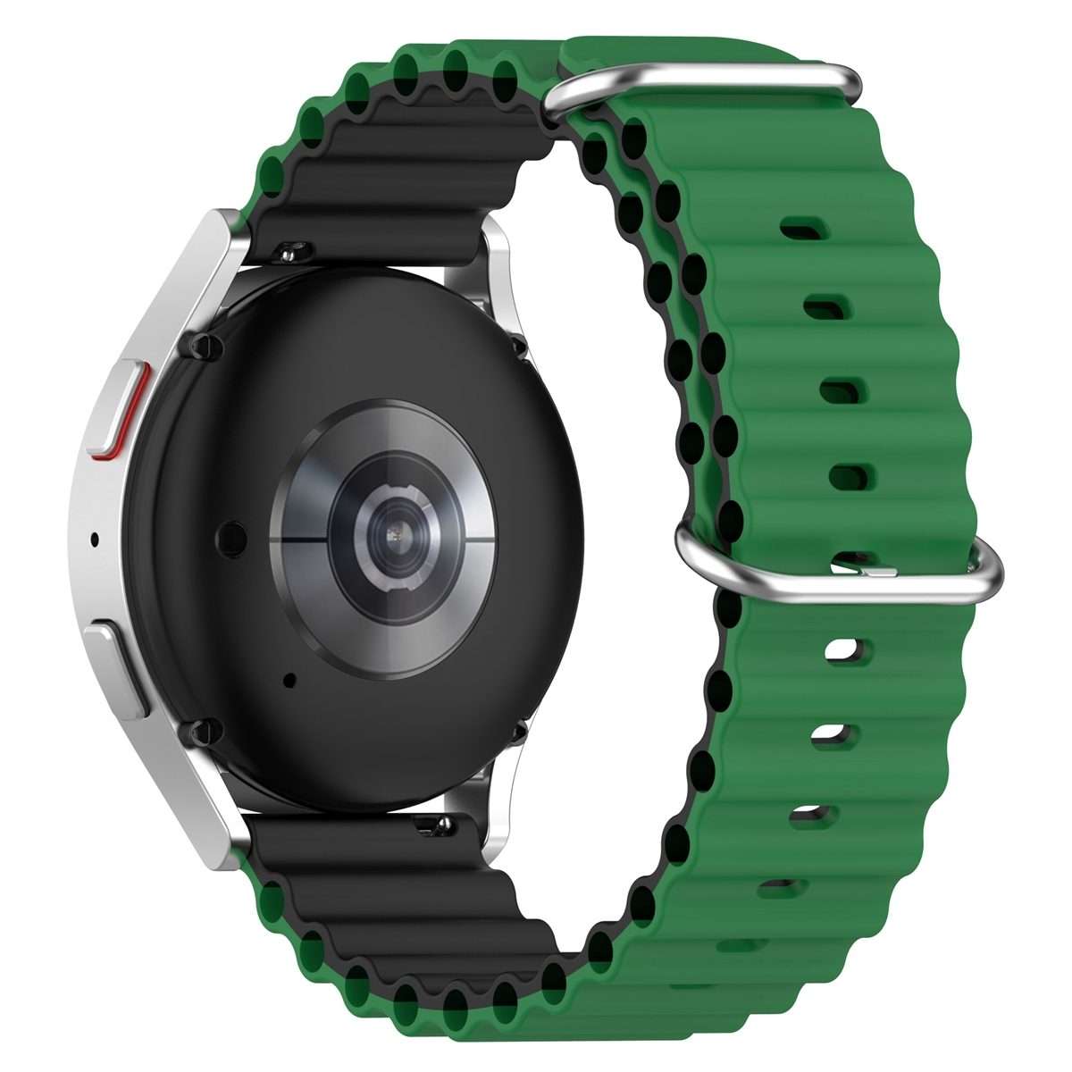 22mm Universal Ocean Style Silicone Two Color Watch Band(Green Black)