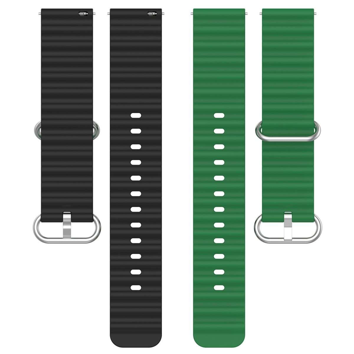 22mm Universal Ocean Style Silicone Two Color Watch Band(Green Black)