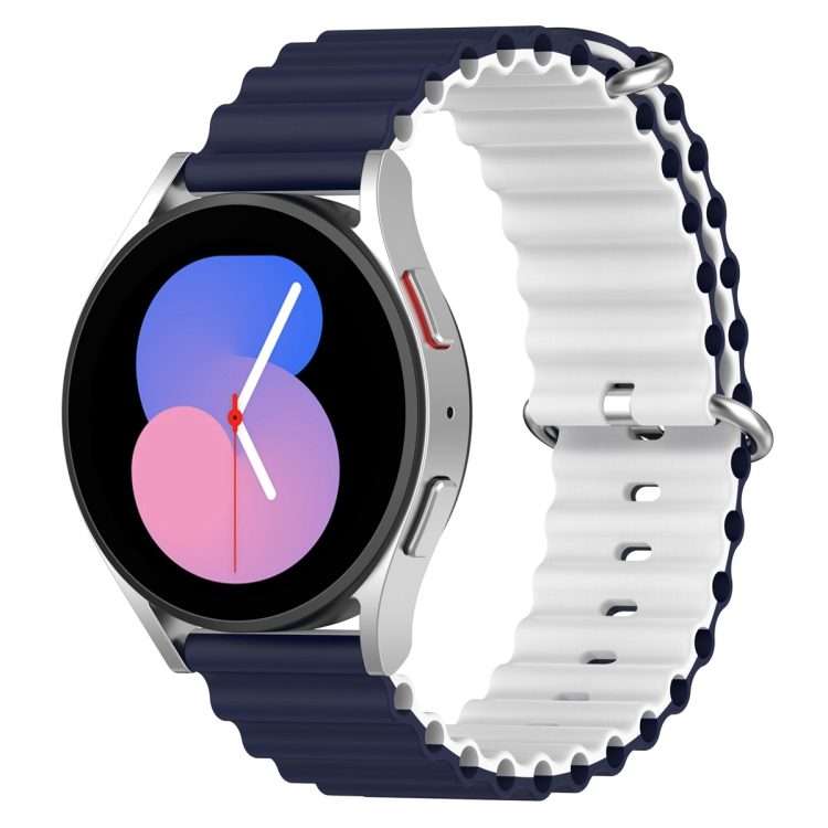 22mm Universal Ocean Style Silicone Two Color Watch Band(Midnight White)