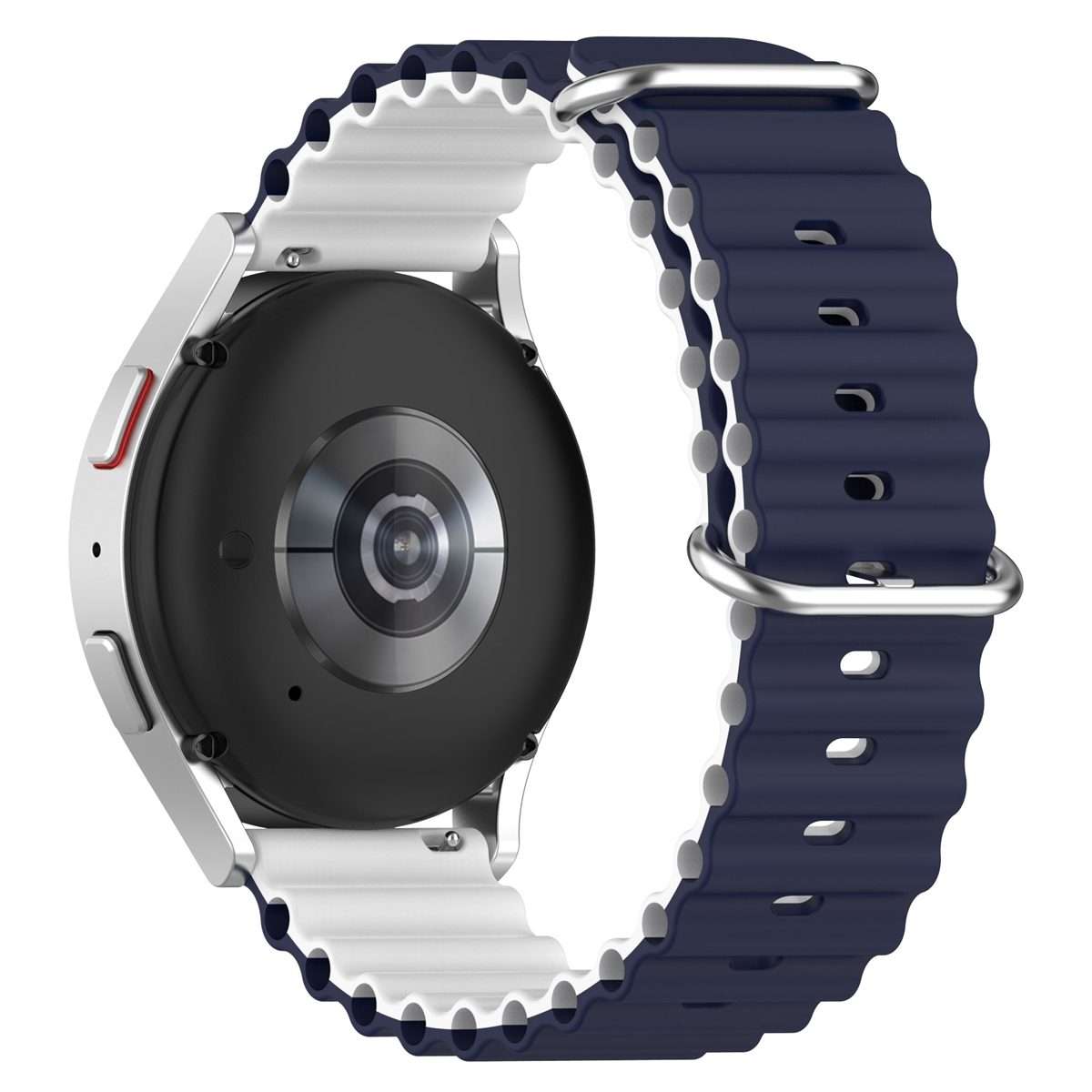22mm Universal Ocean Style Silicone Two Color Watch Band(Midnight White)