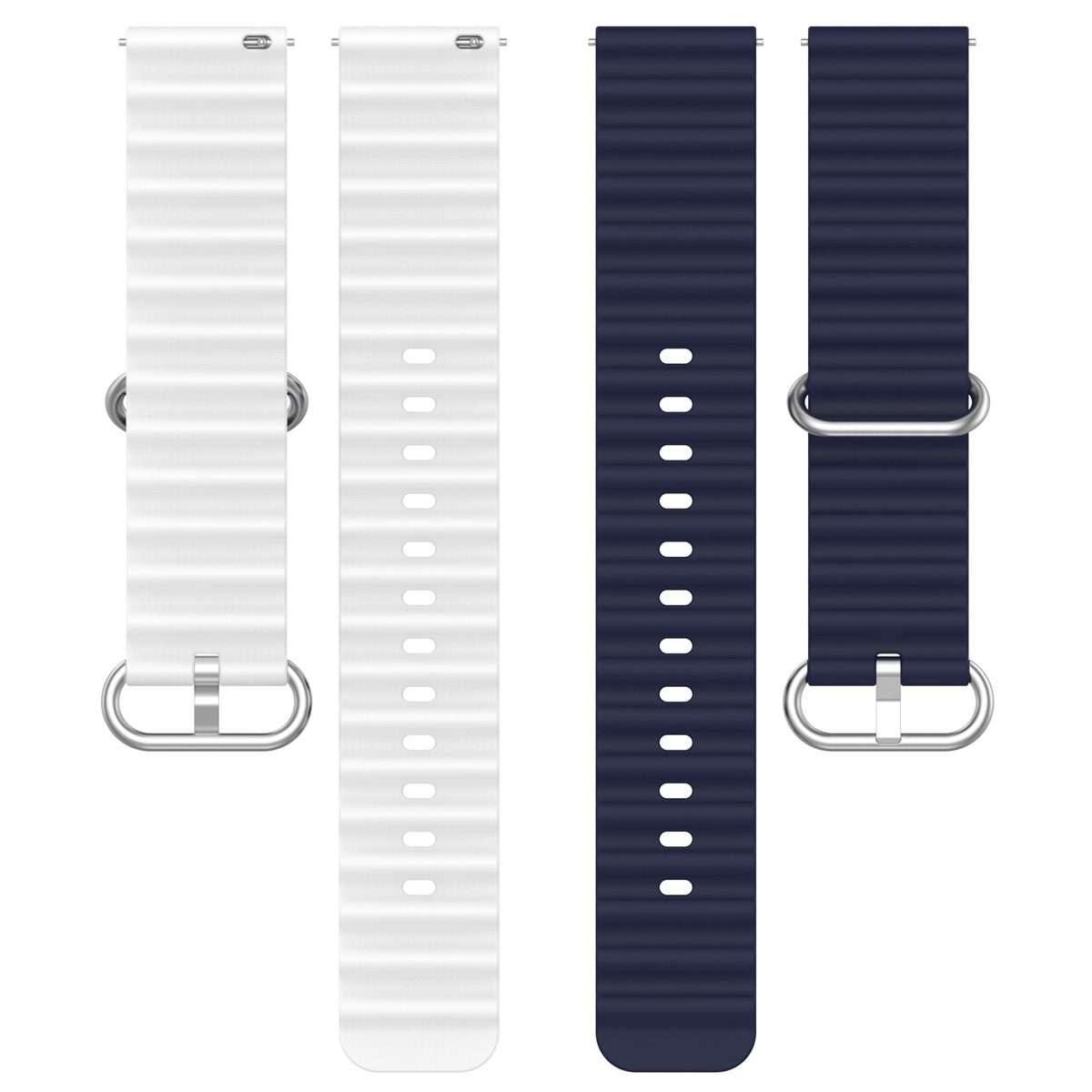22mm Universal Ocean Style Silicone Two Color Watch Band(Midnight White)