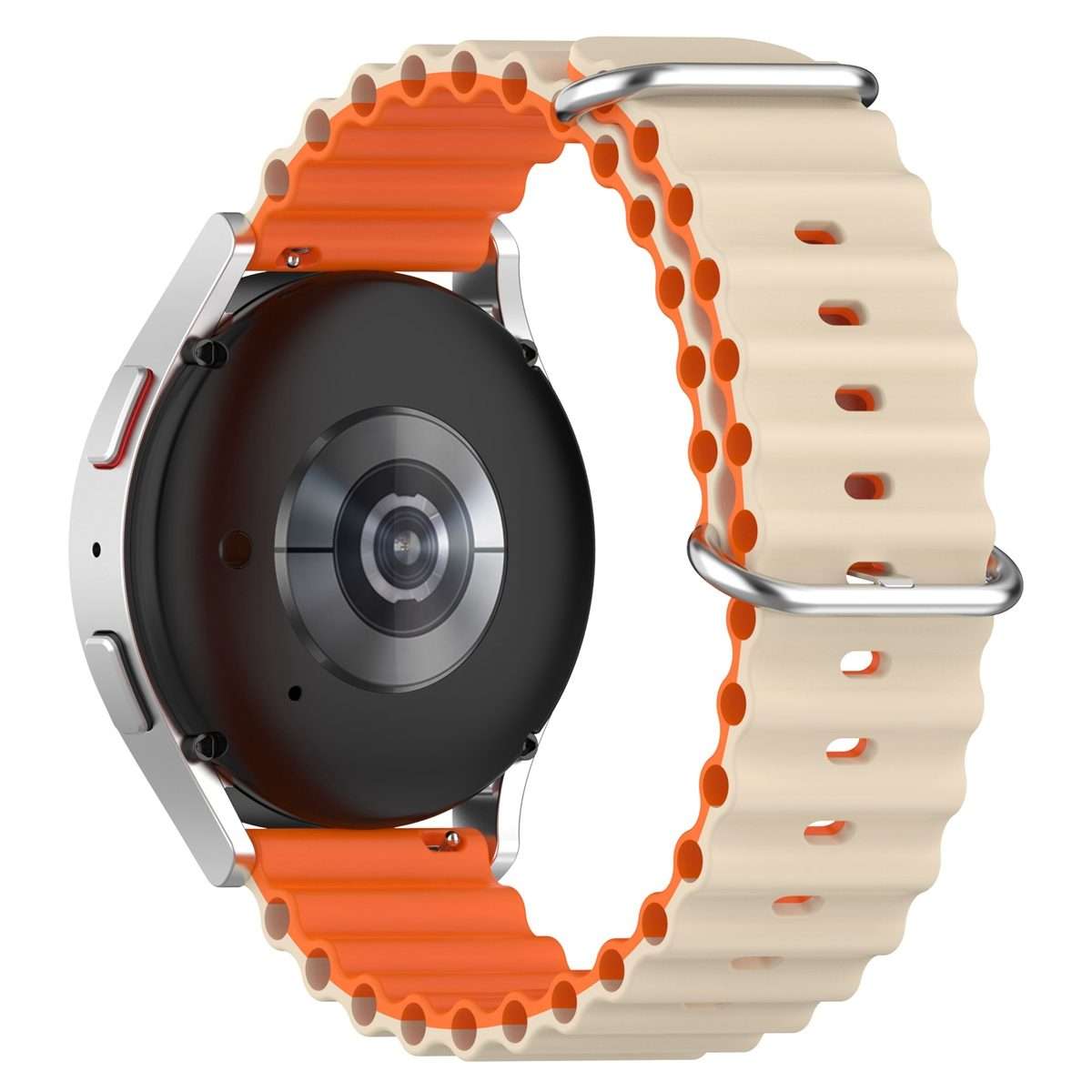 22mm Universal Ocean Style Silicone Two Color Watch Band(Starlight Orange)