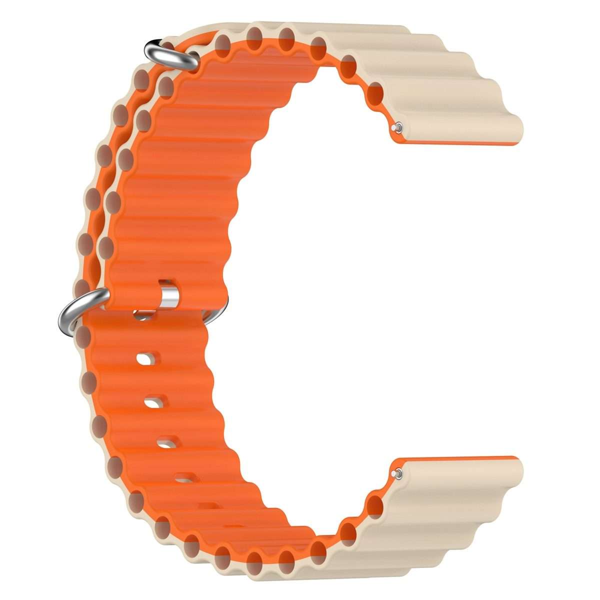 22mm Universal Ocean Style Silicone Two Color Watch Band(Starlight Orange)