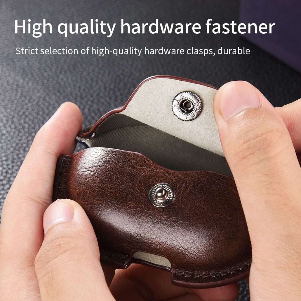 For Huawei FreeBuds Pro 2 Business Leather Earphone Protective Case with Hook(Blue)