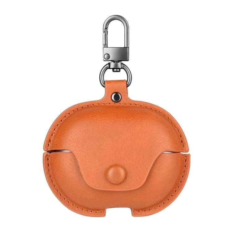 For Huawei FreeBuds Pro Business Leather Earphone Protective Case with Hook(Light Brown)