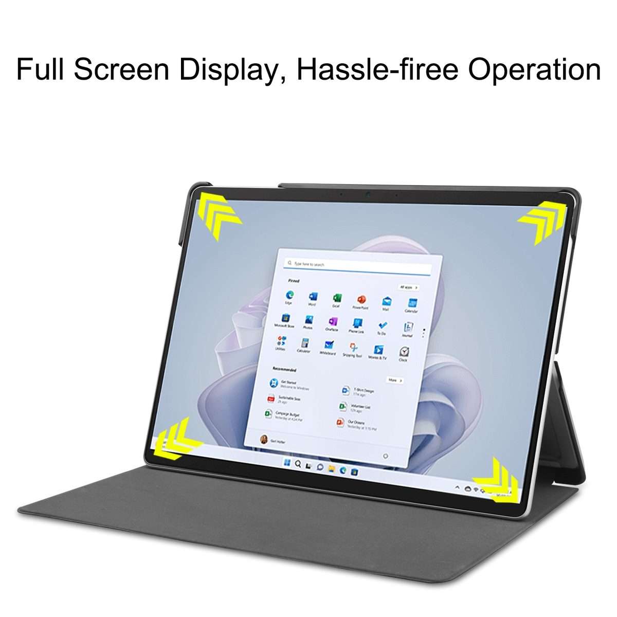 For Microsoft Surface Pro 9 Custer Pure Color Holder Leather Tablet Case(Green)