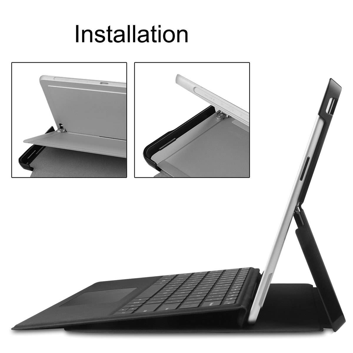 For Microsoft Surface Pro 9 Custer Pure Color Holder Leather Tablet Case(Green)