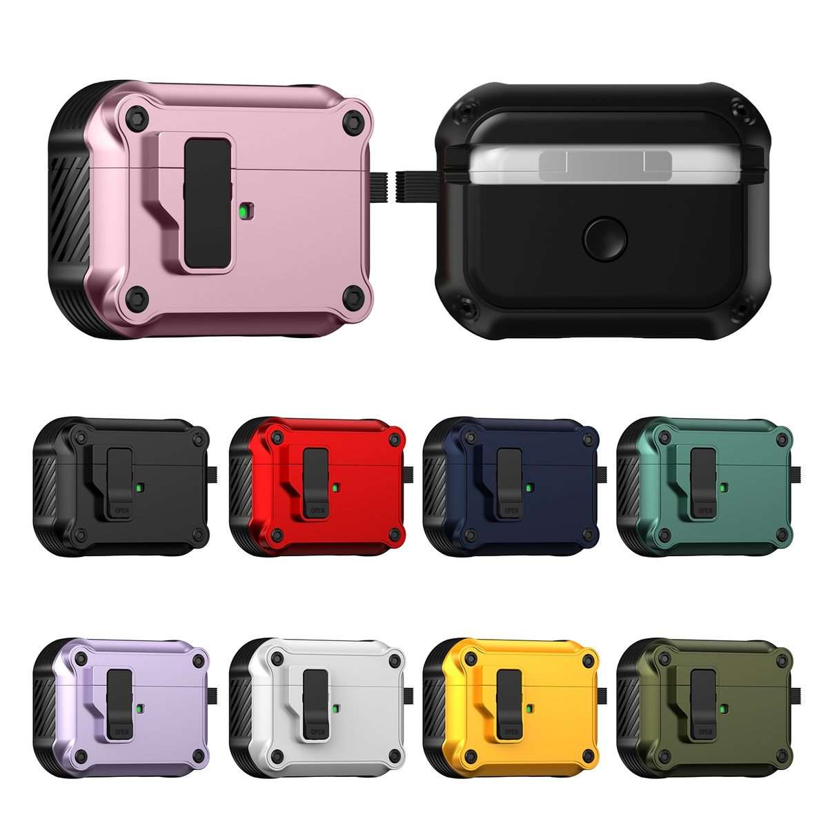For AirPods Pro 2 Eagle Shockproof Earphone Protective Case with Switch(White)