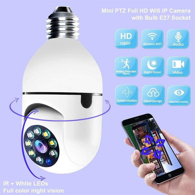 ESCAM 2.0MP 1080P Light Bulb WiFi Camera, Support IR Night Vision / Motion Detection / Two-way Voi