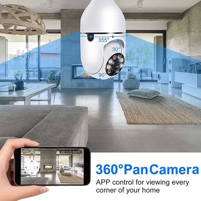 ESCAM 2.0MP 1080P Light Bulb WiFi Camera, Support IR Night Vision / Motion Detection / Two-way Voi