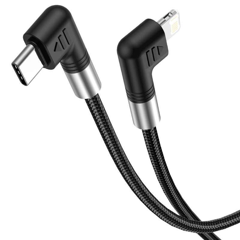 A9 30W USB-C/Type-C to 8 Pin Double Elbow Data Cable, Length:3m