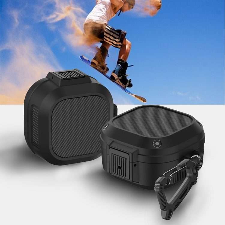 Wireless Earphones Silicone Case with Switch & Carabiner for Samsung Galaxy Buds Live ... (Black)