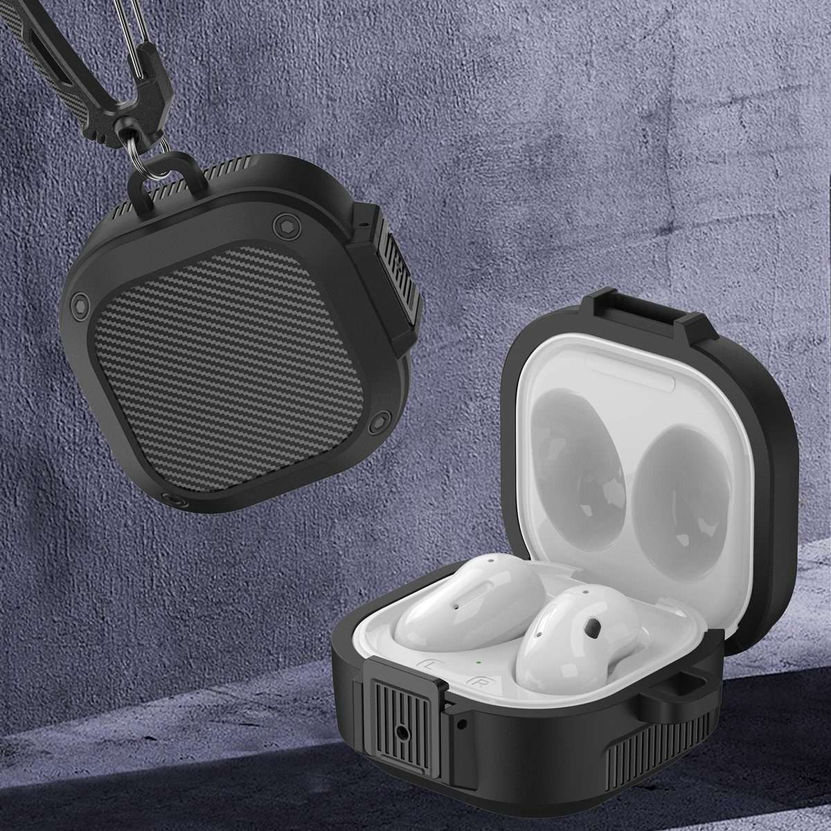 Wireless Earphones Silicone Case with Switch & Carabiner for Samsung Galaxy Buds ... (Army Green)