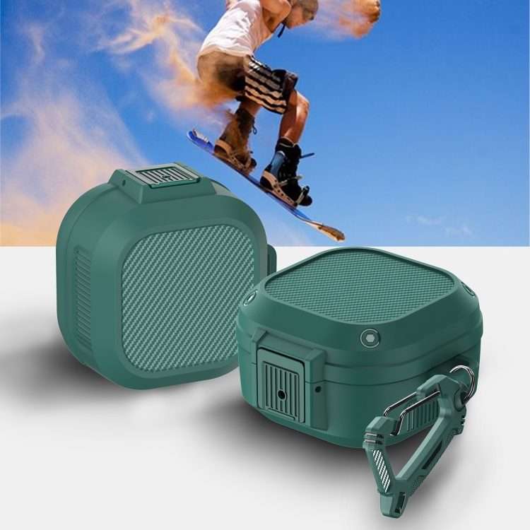 Wireless Earphones Silicone Case with Switch & Carabiner for Samsung Galaxy Buds ... (Dark Green)