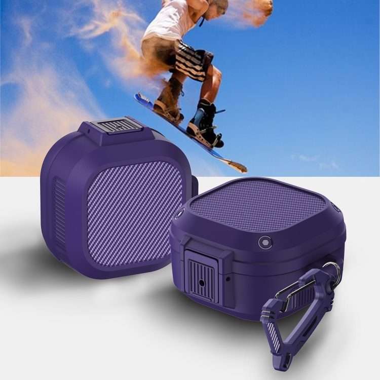 Wireless Earphones Silicone Case with Switch & Carabiner for Samsung Galaxy Buds Live ... (Purple)