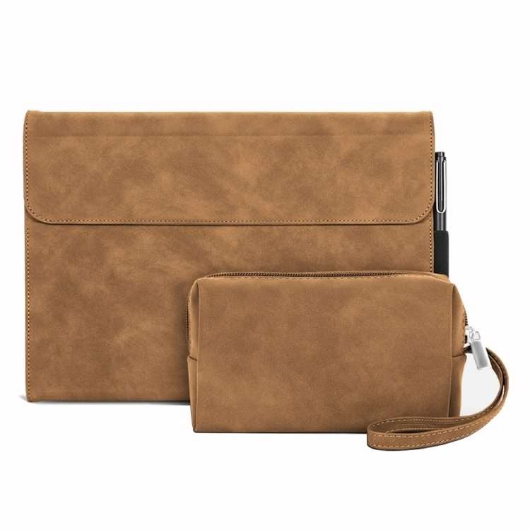 For Microsoft Surface Pro X Sheepskin All-Inclusive Shockproof Protective Case with Po ... (Brown)