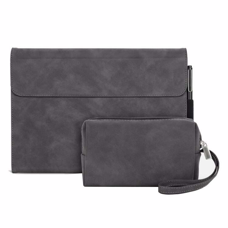 For Microsoft Surface Pro X Sheepskin All-Inclusive Shockproof Protective Case with Pow ... (Grey)